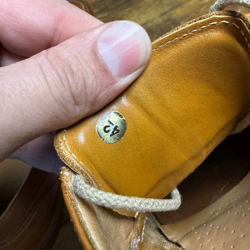 Firenze Tan Leather Moc Toe Derby Shoes Mens 42